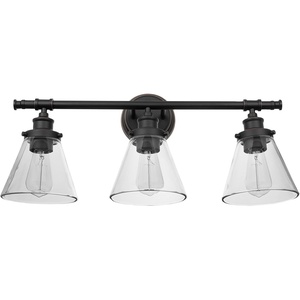 Globe Electric 51411 3-Light Vanity Light, Oil Rubbed Bronze, Clear Glass Shades, Bathroom Lights Over Mirror, Lights for Bathroom, Powder Room Lighting, Makeup Mirror Lights, Home Décor(Oil-Rubbed Bronze)