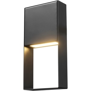 Globe Electric 51432 LED Integrated Outdoor Indoor Wall Sconce, Black, 17 Watts, 520 Lumens, Back Porch Lights, Front Patio, Garage Fixture, Exterior Lighting for House(Matte Blackm  Auren)