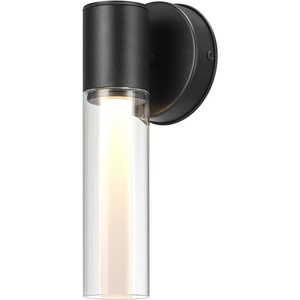 Globe Electric 51432 LED Integrated Outdoor Indoor Wall Sconce, Black, 17 Watts, 520 Lumens, Back Porch Lights, Front Patio, Garage Fixture, Exterior Lighting for House(Matte Black  Loren)