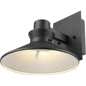 Globe Electric 51432 LED Integrated Outdoor Indoor Wall Sconce, Black, 17 Watts, 520 Lumens, Back Porch Lights, Front Patio, Garage Fixture, Exterior Lighting for House(Matte Black  Harris)