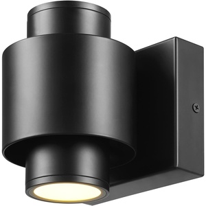 Globe Electric 51432 LED Integrated Outdoor Indoor Wall Sconce, Black, 17 Watts, 520 Lumens, Back Porch Lights, Front Patio, Garage Fixture, Exterior Lighting for House(Matte Black  Devin)