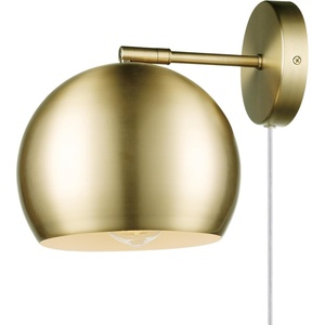 Globe Electric 51719 1-Light Plug-in or Hardwire Wall Sconce, Antique Brass, Matte Black Accent, Fabric Cord, in-Line On/Off Switch, Kitchen, Reading Light, Home Essentials, Bedroom, Bedside Lamp(Brass  Willow)