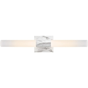 Globe Electric 51847 Edinburgh 2-Light LED Integrated Dimmable Wall Sconce Vanity Light, White Faux Marble, Frosted Acrylic Shades, 19W, 1200 Lumens(Faux Marble  Edinburgh)