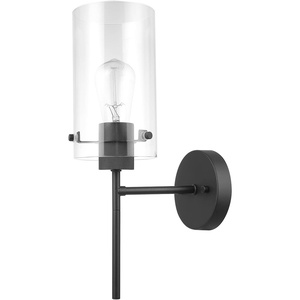 Globe Electric 51860 Pisaq 1-Light Wall Sconce, Matte Black, Clear Glass Shade, Bulb Not Included(Black)
