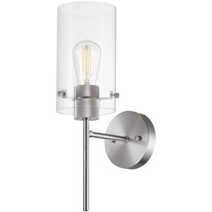 Globe Electric 51860 Pisaq 1-Light Wall Sconce, Matte Black, Clear Glass Shade, Bulb Not Included(Brushed Nickel)