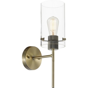 Globe Electric 51860 Pisaq 1-Light Wall Sconce, Matte Black, Clear Glass Shade, Bulb Not Included(White)