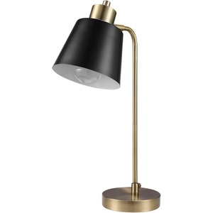 Globe Electric 52095 Belmont 17″ Desk Lamp, Matte Black, Antique Brass Accents, Fast Charging USB Port, Rocker On/Off Switch(Matte Black Metal)