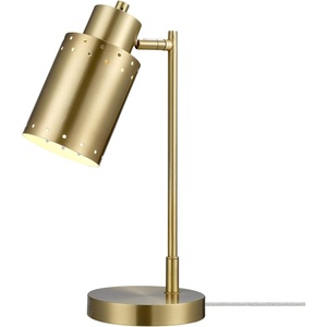 Globe Electric 52889 West 15″ LED Integrated Desk Lamp, Matte Brass, 200 Lumens, Dimmer Rotary Switch(Matte White)