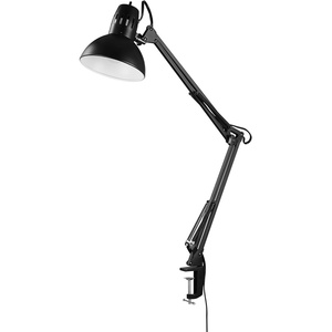 Globe Electric 56963 31.5″ Multi-Joint Desk Lamp with Metal Clamp, Black, On/Off Rotary Switch on Shade, Partially Adjustable Swing Arm, Home Essentials, Reading Light, Office Décor(Jet Black)