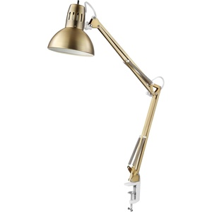 Globe Electric 56963 31.5″ Multi-Joint Desk Lamp with Metal Clamp, Black, On/Off Rotary Switch on Shade, Partially Adjustable Swing Arm, Home Essentials, Reading Light, Office Décor(Gold)