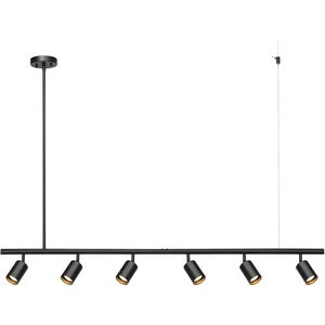 Globe Electric 59811 6-Light Adjustable Track Lighting, Matte Black Industrial Farmhouse Rectangular Frame, Pivoting Heads, E26 Base, Dimmable Ceiling Track Fixture(Black  Cynthia)