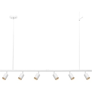 Globe Electric 59811 6-Light Adjustable Track Lighting, Matte Black Industrial Farmhouse Rectangular Frame, Pivoting Heads, E26 Base, Dimmable Ceiling Track Fixture(White  Cynthia)