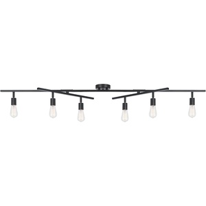 Globe Electric 59811 6-Light Adjustable Track Lighting, Matte Black Industrial Farmhouse Rectangular Frame, Pivoting Heads, E26 Base, Dimmable Ceiling Track Fixture(Matte Black  Nina)