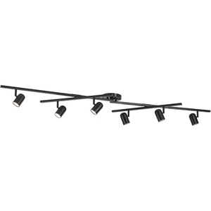 Globe Electric 59865 Spence 6-Light Foldable Track Lighting, Brushed Nickel, Frosted Glass Shades(Matte Black  Wilma)