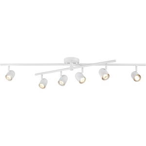 Globe Electric 59865 Spence 6-Light Foldable Track Lighting, Brushed Nickel, Frosted Glass Shades(Matte White  Niven)