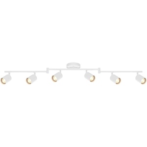 Globe Electric 59865 Spence 6-Light Foldable Track Lighting, Brushed Nickel, Frosted Glass Shades(Matte White  Pratt)