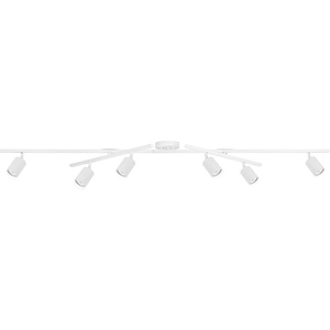 Globe Electric 59865 Spence 6-Light Foldable Track Lighting, Brushed Nickel, Frosted Glass Shades(Matte White  Waylon)