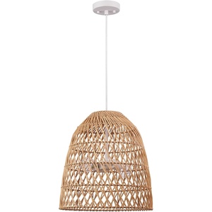 Globe Electric 60332 Grant 1-Light Pendant Lighting, Twine, Matte White, White Fabric Cord(Galen)