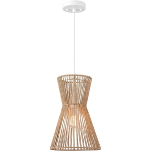 Globe Electric 60332 Grant 1-Light Pendant Lighting, Twine, Matte White, White Fabric Cord(Grace)