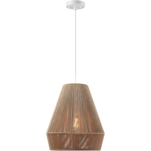 Globe Electric 60332 Grant 1-Light Pendant Lighting, Twine, Matte White, White Fabric Cord(Grant)
