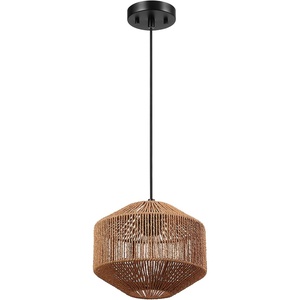 Globe Electric 60332 Grant 1-Light Pendant Lighting, Twine, Matte White, White Fabric Cord(Lotus)