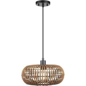 Globe Electric 60332 Grant 1-Light Pendant Lighting, Twine, Matte White, White Fabric Cord(Trancoso)