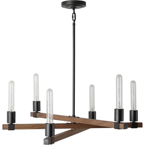 Globe Electric 60340 Emery Pendant Lighting, Matte Brass, Bulb Not Included(Matte Black  Faux Wood)