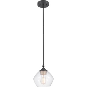 Globe Electric 60403 1-Light Pendant Light Fixture, Matte White, Brass Accents, Fabric Cord, Dining Room Fixture, Kitchen Island Lighting, Modern, Living Room Pendant Light, Hanging Lights for Bedroom(Matte Black  Harrow)