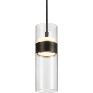Globe Electric 60403 1-Light Pendant Light Fixture, Matte White, Brass Accents, Fabric Cord, Dining Room Fixture, Kitchen Island Lighting, Modern, Living Room Pendant Light, Hanging Lights for Bedroom(Matte Black  Jessica)
