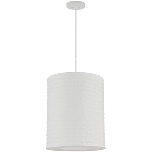 Globe Electric 60403 1-Light Pendant Light Fixture, Matte White, Brass Accents, Fabric Cord, Dining Room Fixture, Kitchen Island Lighting, Modern, Living Room Pendant Light, Hanging Lights for Bedroom(White  Delilah)