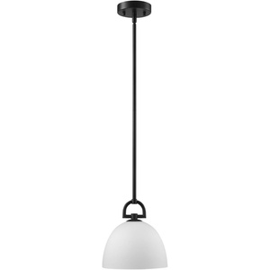 Globe Electric 60403 1-Light Pendant Light Fixture, Matte White, Brass Accents, Fabric Cord, Dining Room Fixture, Kitchen Island Lighting, Modern, Living Room Pendant Light, Hanging Lights for Bedroom(Matte Black)