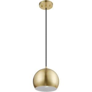 Globe Electric 60617 Maya 1-Light Pendant Light, Matte Brass, Black Woven Fabric Hanging Cord, Bulb Not Included