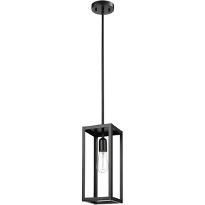 Globe Electric 60846 1-Light Plug-in or Hardwire Pendant Lighting, Dark Bronze, Antique Brass Accent Socket, Cage Shade, 15-Foot Black Fabric Cord, in-Line On/Off Switch, Bulb Not Included(Matte Black)