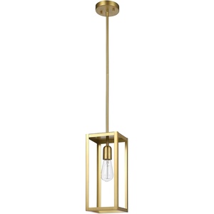 Globe Electric 60846 1-Light Plug-in or Hardwire Pendant Lighting, Dark Bronze, Antique Brass Accent Socket, Cage Shade, 15-Foot Black Fabric Cord, in-Line On/Off Switch, Bulb Not Included(Matte Brass)