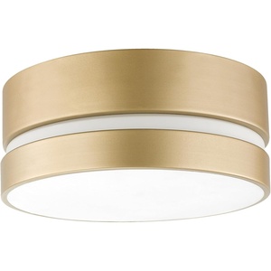 Globe Electric 60870 2-Light Flush Mount Ceiling Light, Matte Black, Brass Accents, Clear Glass Shade, Modern Lighting for Hallway, Bedroom, or Living Room, E26 Base Bulbs Not Included(Soft Gold)