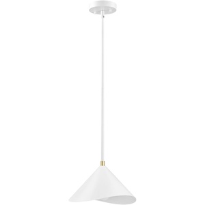Globe Electric 60885 3-Light Linear Chandelier, Matte White, Brass Accents, Adjustable Hanging Height, Sloped or Vaulted Ceiling, Modern Dimmable Lighting for Kitchen Island or Dining Room(Matte Brass  Metal Shade)