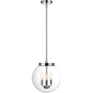 Globe Electric 60886 Heath 3-Light Convertible Flush Mount Ceiling Light Chandelier, Matte Black, Bulb Not Included(Chrome)
