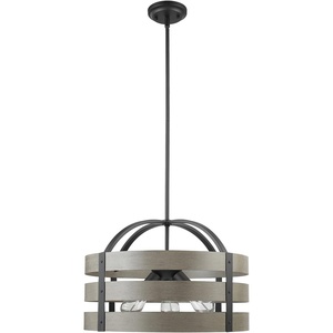 Globe Electric 60886 Heath 3-Light Convertible Flush Mount Ceiling Light Chandelier, Matte Black, Bulb Not Included(Matte Black  Faux Wood)