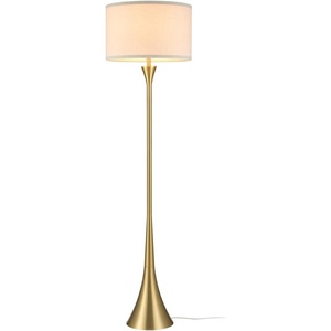 Globe Electric 61000150 60″ Floor Lamp, Antique Brass Finish, Beige Fabric Shade, Mid-Century Modern Standing Lamp, E26 Base, Sustainable Design for Living Rooms and Bedrooms(Antique Brass  Maclaine)