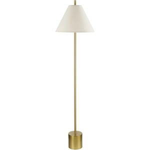 Globe Electric 61000150 60″ Floor Lamp, Antique Brass Finish, Beige Fabric Shade, Mid-Century Modern Standing Lamp, E26 Base, Sustainable Design for Living Rooms and Bedrooms(Matte Brass  Hayden)