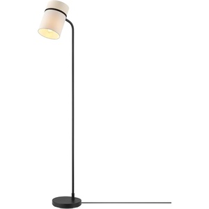Globe Electric 61000150 60″ Floor Lamp, Antique Brass Finish, Beige Fabric Shade, Mid-Century Modern Standing Lamp, E26 Base, Sustainable Design for Living Rooms and Bedrooms(Matte Black  White Fabric Shade)