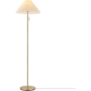 Globe Electric 61000150 60″ Floor Lamp, Antique Brass Finish, Beige Fabric Shade, Mid-Century Modern Standing Lamp, E26 Base, Sustainable Design for Living Rooms and Bedrooms(Brass  Oren)