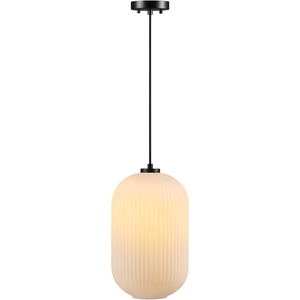 Globe Electric 61094 3-Light Cascading Pendant Light, Chrome Accents, White Shades(Matte Black)