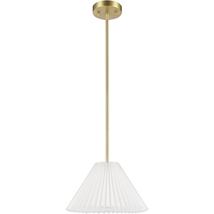 Globe Electric 61094 3-Light Cascading Pendant Light, Chrome Accents, White Shades(Matte Brass)