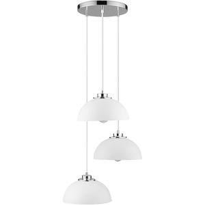 Globe Electric 61094 3-Light Cascading Pendant Light, Chrome Accents, White Shades(White  Chrome)