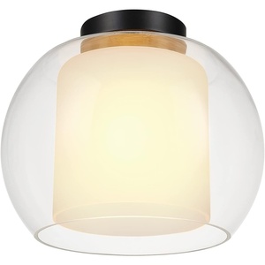 Globe Electric 61256 1-Light Flush Mount Ceiling Light, Bronze, Double Glass Shade, Bedroom Lighting Fixtures Ceiling, Dining Room Fixture, Timeless, Modern Farmhouse, Lighting for Hallway