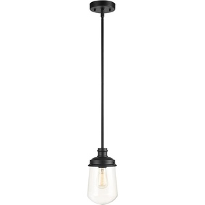 Globe Electric 61257 1-Light Pendant Light Fixture, Bulb Included, Matte Black, Glass Shade, Kitchen Island Lighting, Living Room Pendant Light, Hanging Lights for Bedroom, Dimmable