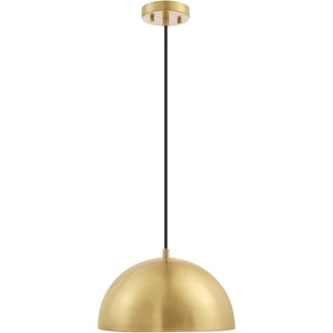 Globe Electric 61261 1-Light Pendant Lighting, Matte Brass, Black Cloth Cord, 60W Vintage Edison Incandescent Bulb Included, E26 Base Socket, Kitchen Island, Café, Decorative, Ceiling Hanging Light(Hazel)