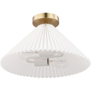 Globe Electric 61262 1-Light Semi-Flush Mount Ceiling Light, Matte White, Gold Accent, Bedroom Lighting Fixtures Ceiling, Dining Room Fixture, Timeless Lighting for Hallway, Modern Glam(Brass Flush)