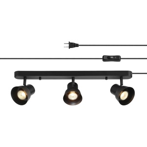 Globe Electric 64000047 22″ 4-Light Plug-in Track Lighting, Matte Black, Pivoting Heads, in-Line On/Off Switch, Minimalist Ceiling Light Fixture for Kitchen Island, Hallway, or Dining Room(Edwards (Black))